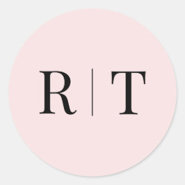 Stijlvolle roze monogram bruiloft ronde sticker