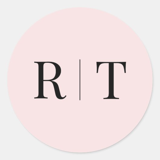 Stijlvolle roze monogram bruiloft ronde sticker (Voorkant)