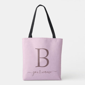 Stijlvolle Roze Monogram Eenvoudig, Modern Minimal Tote Bag