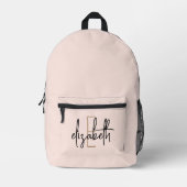 Stijlvolle Roze Monogram Girly Terug naar School Bedrukte Rugzak (Voorkant)