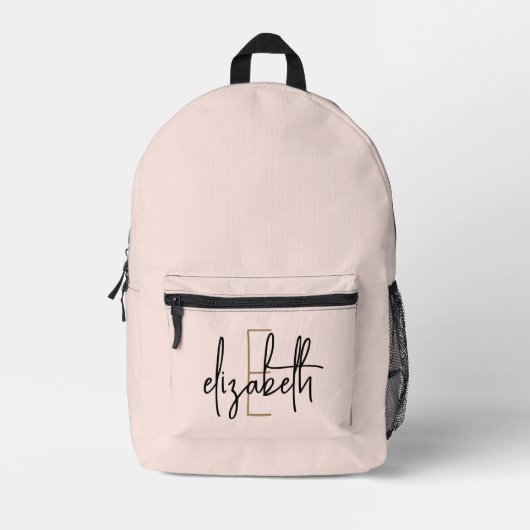 Stijlvolle Roze Monogram Girly Terug naar School Bedrukte Rugzak (Voorkant)