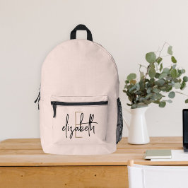 Stijlvolle Roze Monogram Girly Terug naar School Bedrukte Rugzak