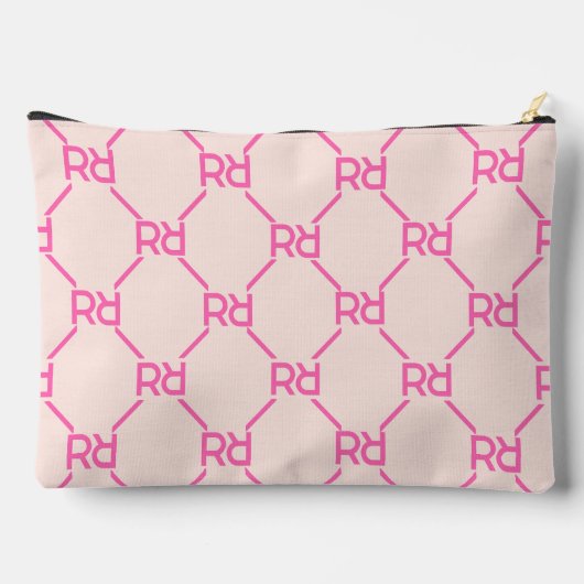 Stijlvolle Roze Monogram Naam Meisje Initiaal Luxe Etui (Achterkant)