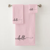 Stijlvolle roze monogram naam script handtekening bad handdoek (Insitu)