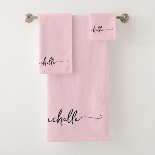 Stijlvolle roze monogram naam script handtekening bad handdoek (Insitu)