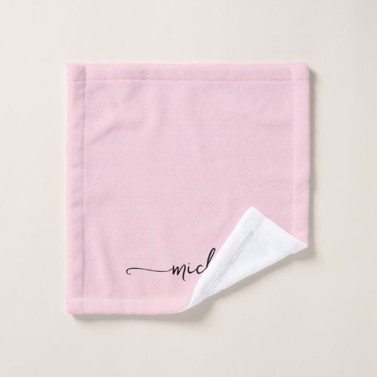 Stijlvolle roze monogram naam script handtekening bad handdoek (Wasdoekje)