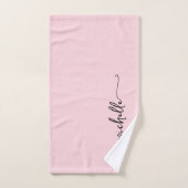 Stijlvolle roze monogram naam script handtekening bad handdoek (Handdoek)