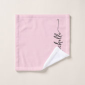Stijlvolle roze monogram naam script handtekening bad handdoek (Wasdoekje)