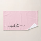 Stijlvolle roze monogram naam script handtekening bad handdoek (Handdoek)