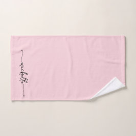 Stijlvolle roze monogram naam script handtekening handdoek