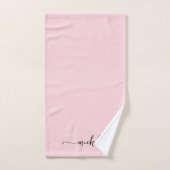 Stijlvolle roze monogram naam script handtekening handdoek (Handdoek)