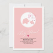 Stijlvolle roze olifanten Baby Girl Shower Kaart (Voorkant)