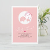 Stijlvolle roze olifanten Baby Girl Shower Kaart (Staand voorkant)