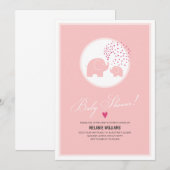 Stijlvolle roze olifanten Baby Girl Shower Kaart (Voorkant / Achterkant)