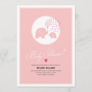 Stijlvolle roze olifanten Baby Girl Shower Kaart