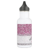 Stijlvolle roze ombre Glitter Monogram Naam Waterfles (Links)