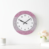 Stijlvolle roze ombre Glitter Sparkly Grote Klok (Huis)