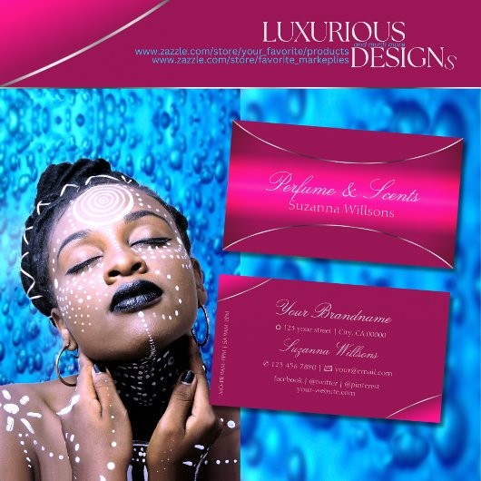 Stijlvolle roze ombre met Silver Border Eye Catchi Visitekaartje