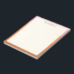 Stijlvolle, roze Oranje rand, speciaal aangepast Notitieblok<br><div class="desc">Stijlvol modern Roze en Oranje Grens Gepersonaliseerd Notitieblok</div>