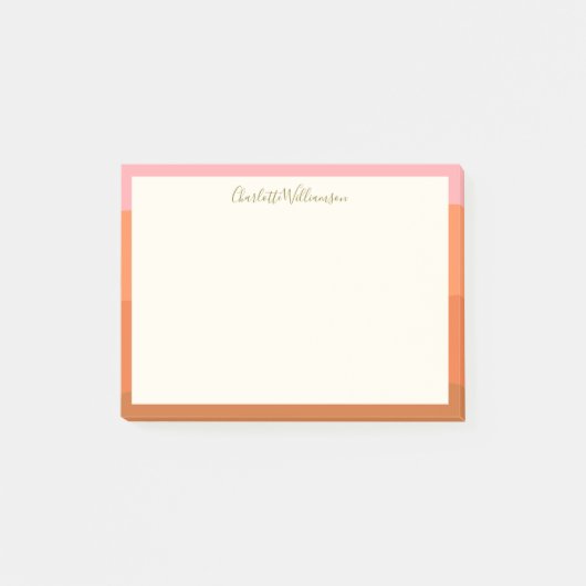 Stijlvolle, roze Oranje rand, speciaal aangepast Post-it® Notes (Voorkant)