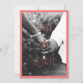 Stijlvolle Roze Paar Romantische Foto Sla de datum Kaart (Voorkant)