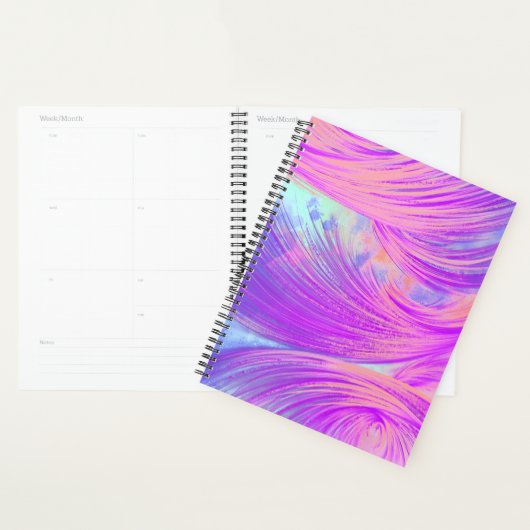 Stijlvolle roze Paarse Abstracte veren Planner (Display)