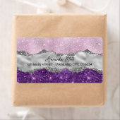 Stijlvolle roze paarse glinsterende zilveren visit etiket (Insitu)