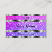 Stijlvolle roze Paarse glitter sterren  zilver Visitekaartje (Voorkant)