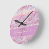 Stijlvolle roze Paarse goudgetijden Ronde Klok (Hoek)