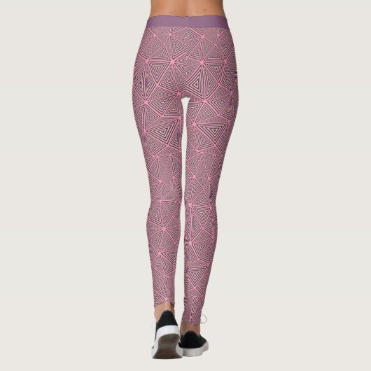 Stijlvolle roze Paarse zwart geometrisch design yo Leggings (Achterkant)