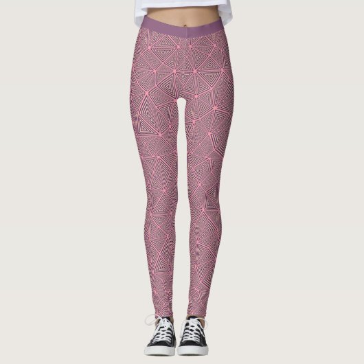 Stijlvolle roze Paarse zwart geometrisch design yo Leggings (Voorkant)