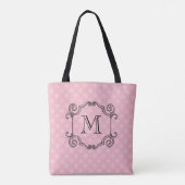 Stijlvolle Roze Parijs Eiffeltoren Monogram Naam Tote Bag (Achterkant)