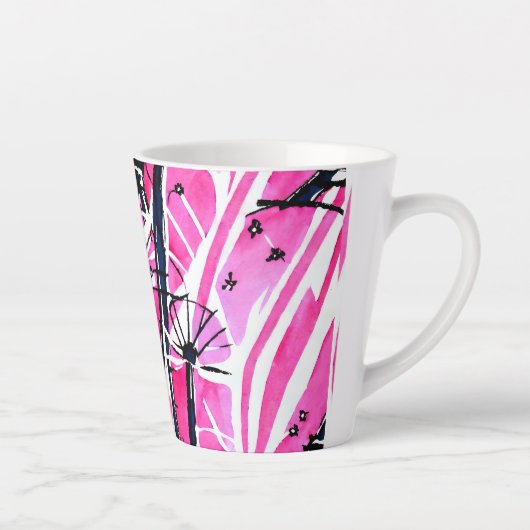 Stijlvolle roze Parijs-geïnspireerde waterverf Latte Mok (Rechts)