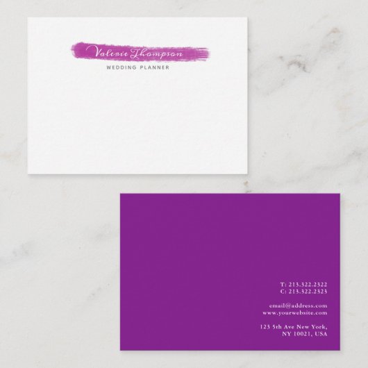 Stijlvolle roze penseelstreken Handtekening Notitiekaartje (Voorkant / Achterkant)