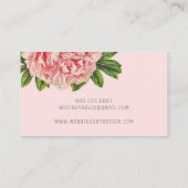 STIJLVOLLE ROZE PEONY LOGO moderne bloembloem Visitekaartje (Achterkant)