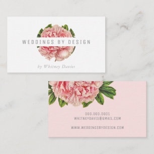 STIJLVOLLE ROZE PEONY LOGO moderne bloembloem Visitekaartje