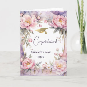 Stijlvolle Roze Peony Ovaal Lijst Afstuderen Kaart