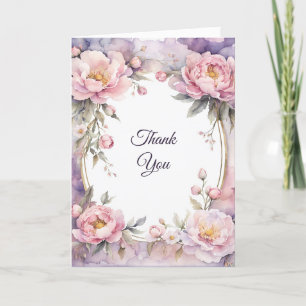 Stijlvolle roze Peony Ovaal Lijst Bedankkaart