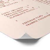 Stijlvolle roze perzik alfabetische zitplaatsindel poster (Hoek)