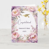 Stijlvolle roze pioen Waterverf Afstuderen Kaart (Gele Bloem)