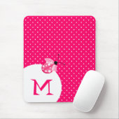 Stijlvolle roze pooldot met ladybug en monogram muismat (Met muis)