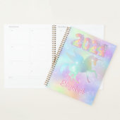 Stijlvolle roze regenboog eenhoorn glitter 2024 planner (Display)