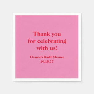 Stijlvolle roze rode aangepaste bruiloftsdank je servet