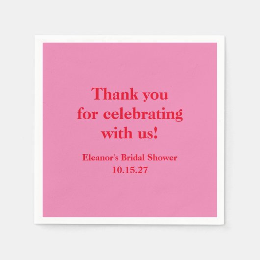 Stijlvolle roze rode aangepaste Vrijgezellenfeest  Servet (Voorkant)