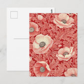 Stijlvolle roze rode klaprozen bloemenkunst briefkaart (Voorkant / Achterkant)