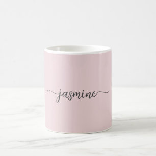 Stijlvolle Roze Roos Monogram Naam Handtekening Ko Koffiemok