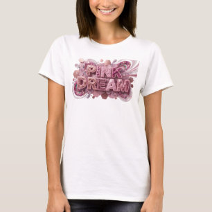 Stijlvolle Roze ROZE DROOM Artistiek Motief T-shirt