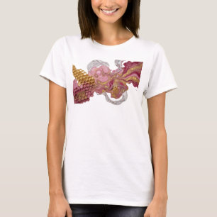 Stijlvolle Roze ROZE EN GOUD GLITTERIGE VLOEISTOF  T-shirt