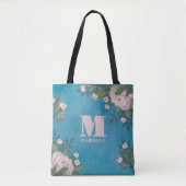 Stijlvolle  roze roze monogram Eenvoudige Floral Tote Bag (Voorkant)