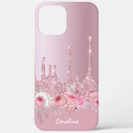 Stijlvolle roze roze roze roze goudglitterdruppels Case-Mate iPhone case